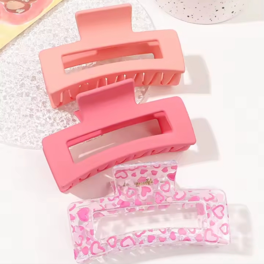 3pcs Pink Hair Claws